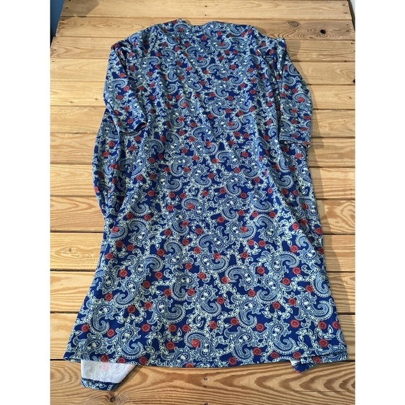 LulaRoe Paisley Sarah Cardigan Size Small Women’s Blue Open Front - Picture 2 of 7